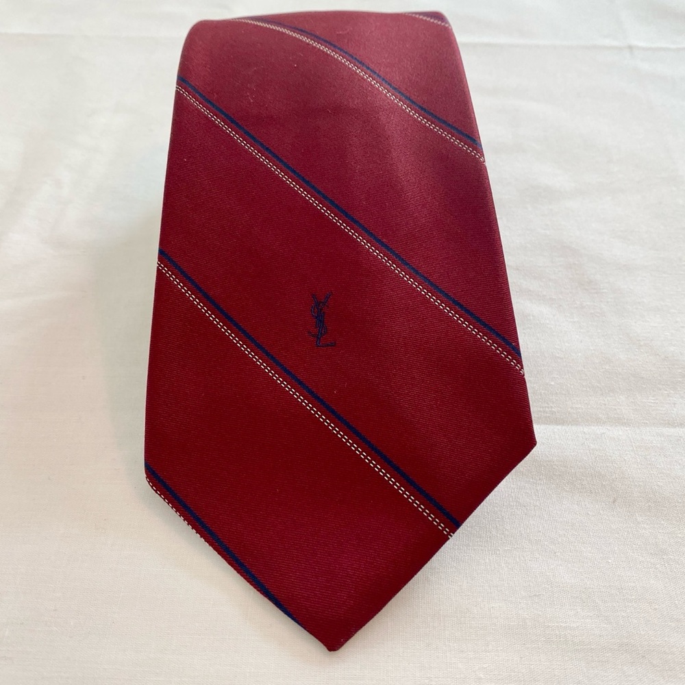 Yves Saint Laurent Vintage Men's Red Striped Tie